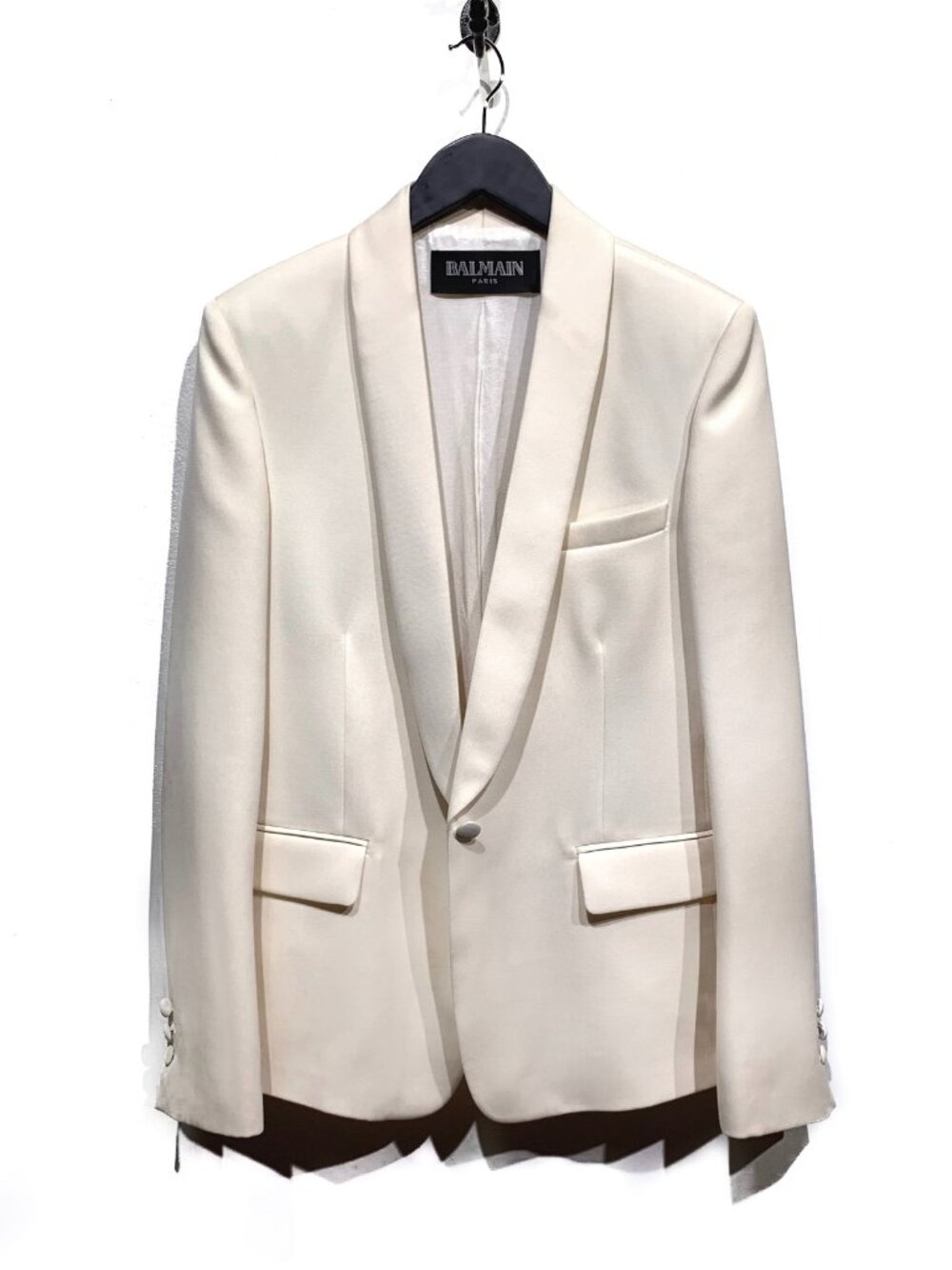 Balmain Ivory Wool Single-Button Blazer